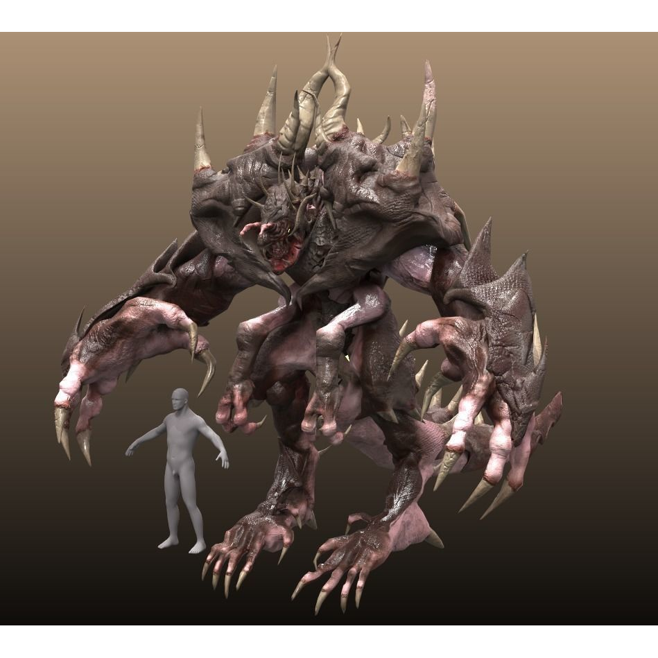 Four hands monster Free low-poly 3D model