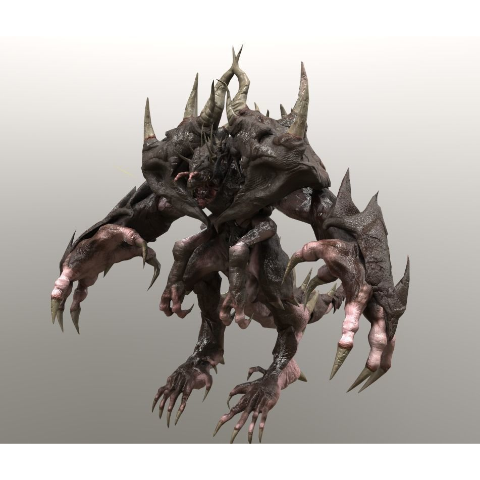Four hands monster Free low-poly 3D model 2
