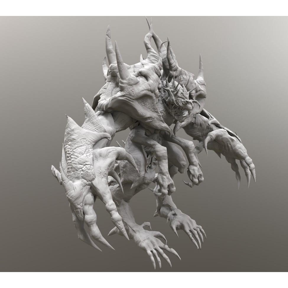 Four hands monster Free low-poly 3D model 4