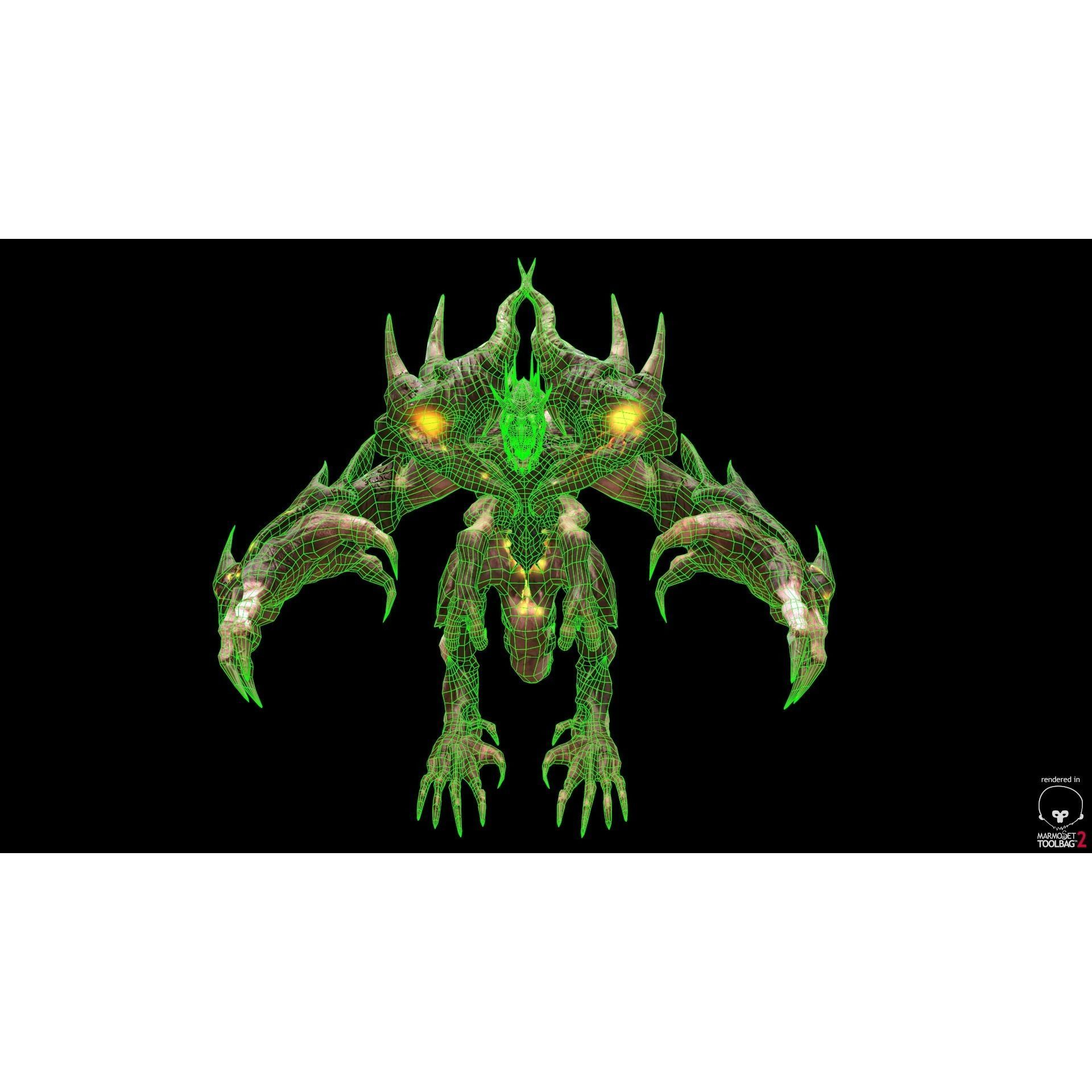 Four hands monster Free low-poly 3D model 6