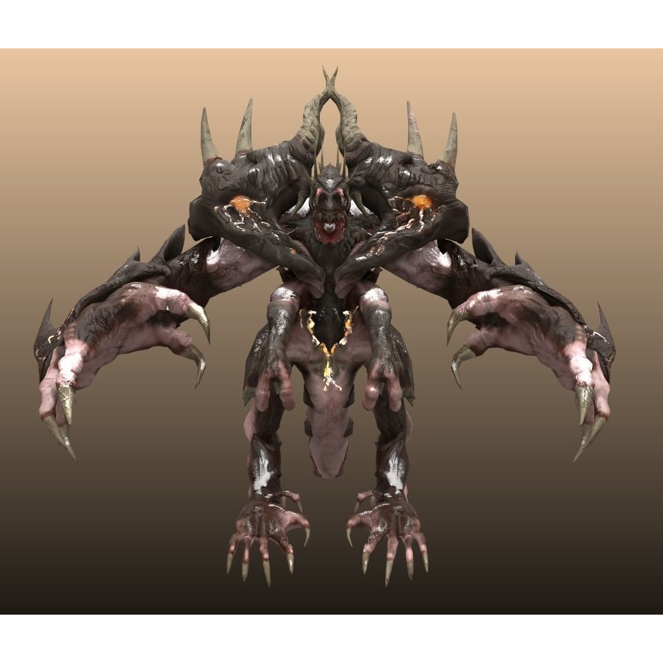 Four hands monster Free low-poly 3D model 7