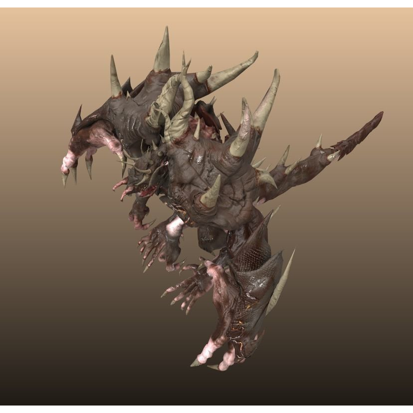 Four hands monster Free low-poly 3D model 8