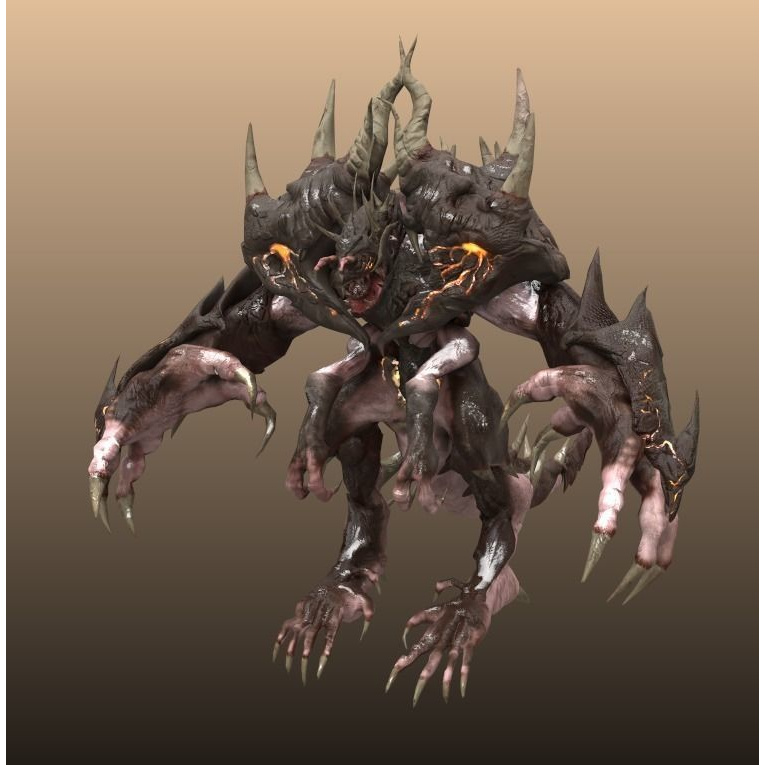 Four hands monster Free low-poly 3D model 9