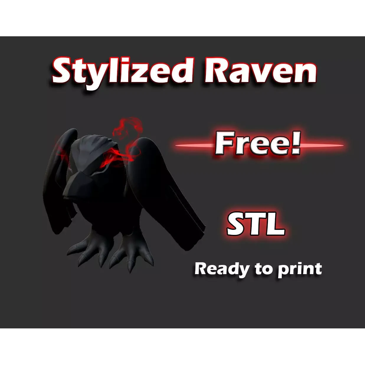Free Stylized Raven 3D print ready Free 3D print model