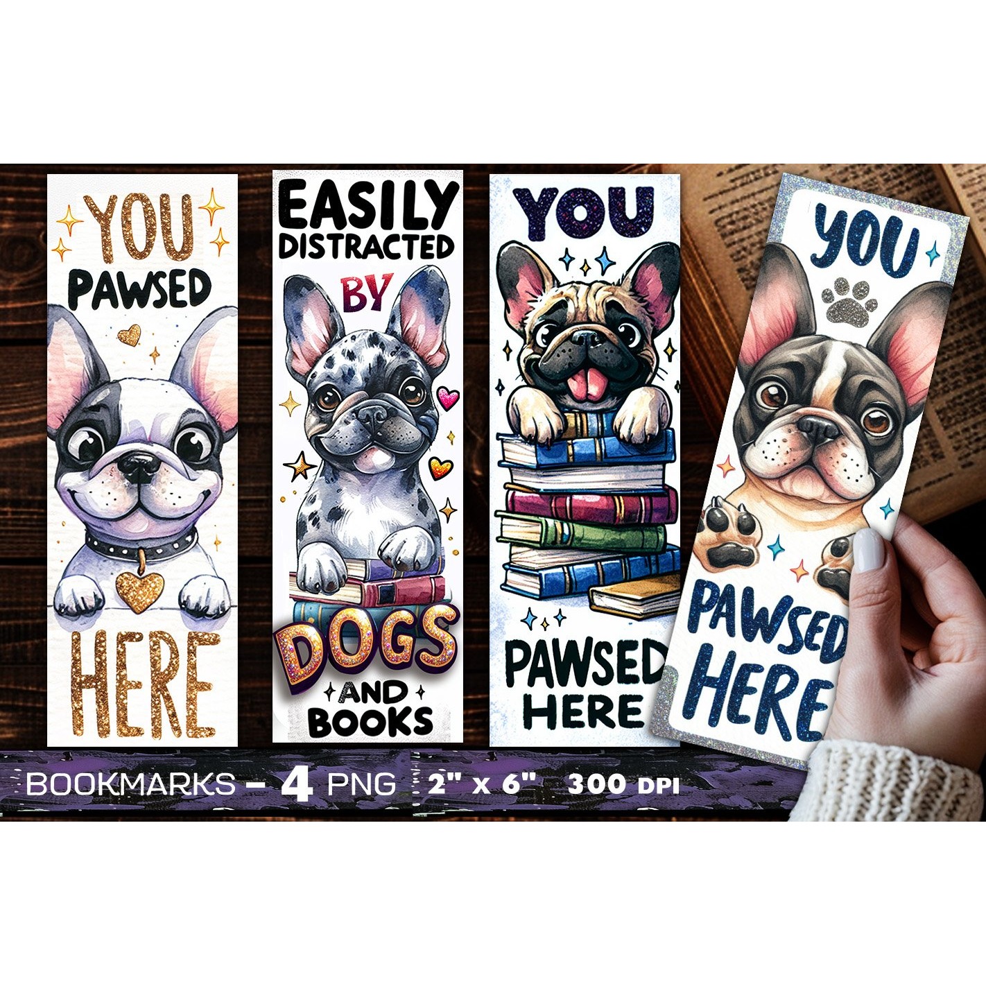 French Bulldog bookmark, dog bookmark, you pawsed here