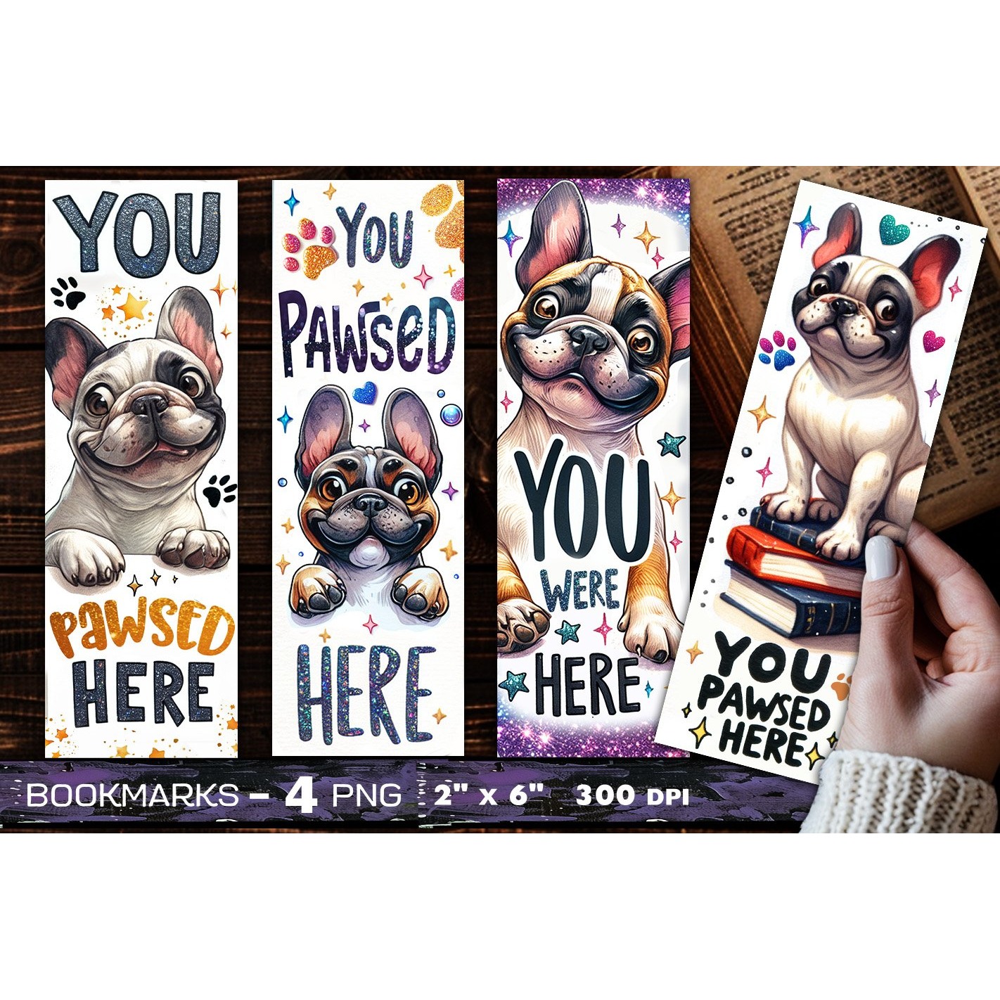 French Bulldog bookmark, dog bookmark, you pawsed here (2)