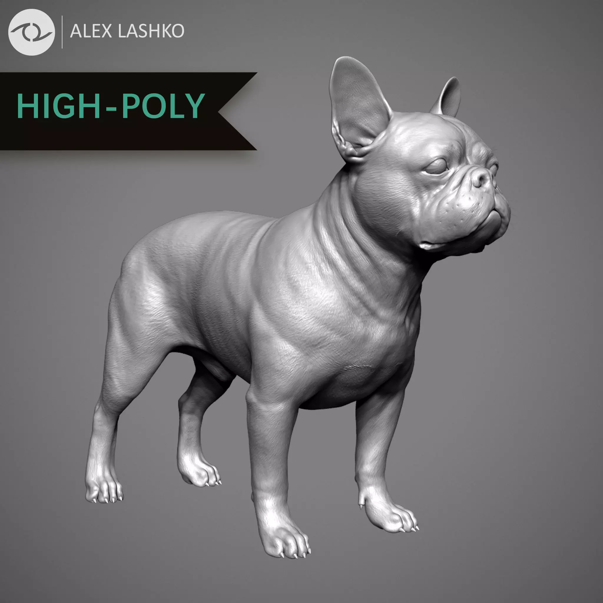 French Bulldog High-Poly 3D print model