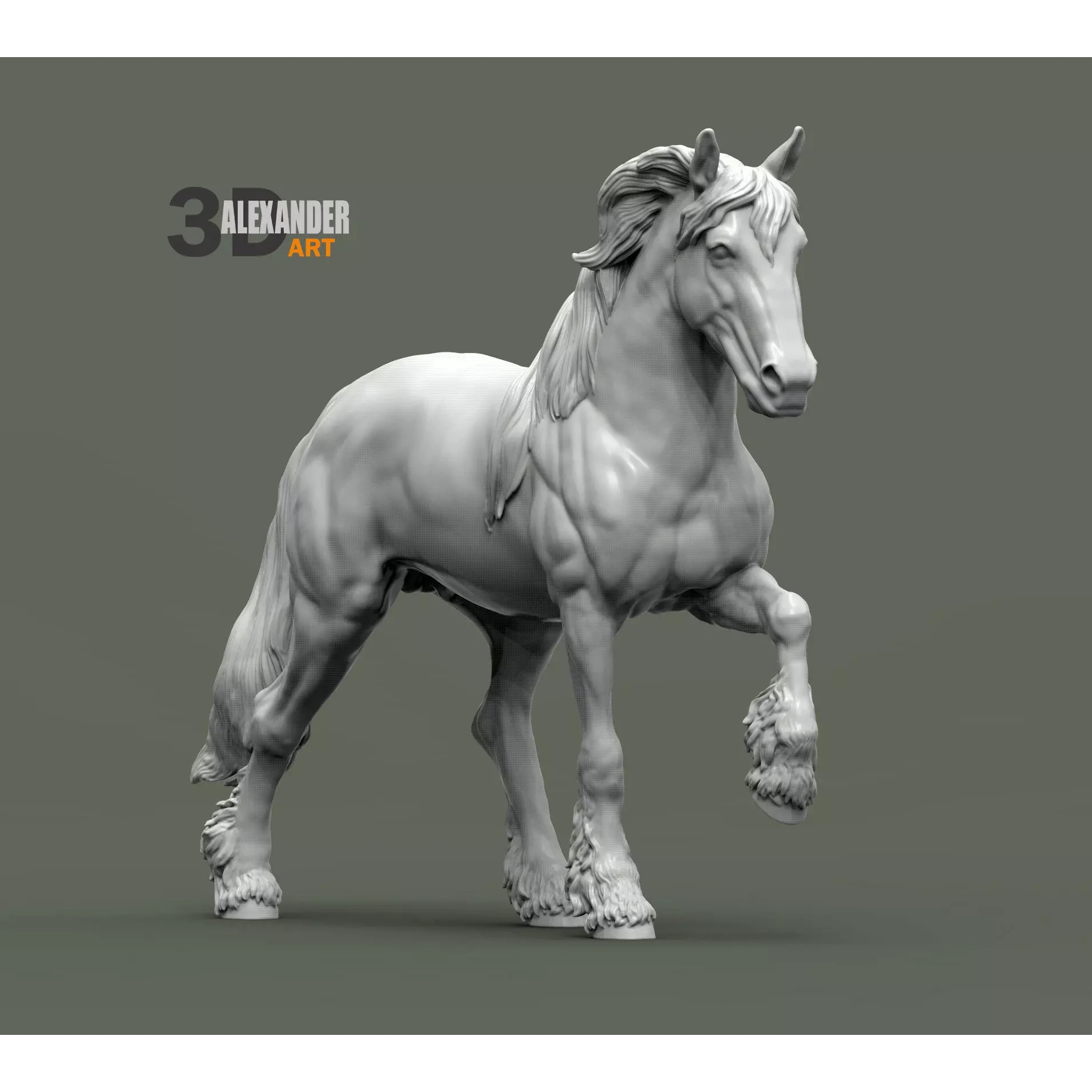 Friesian horse 3D print model