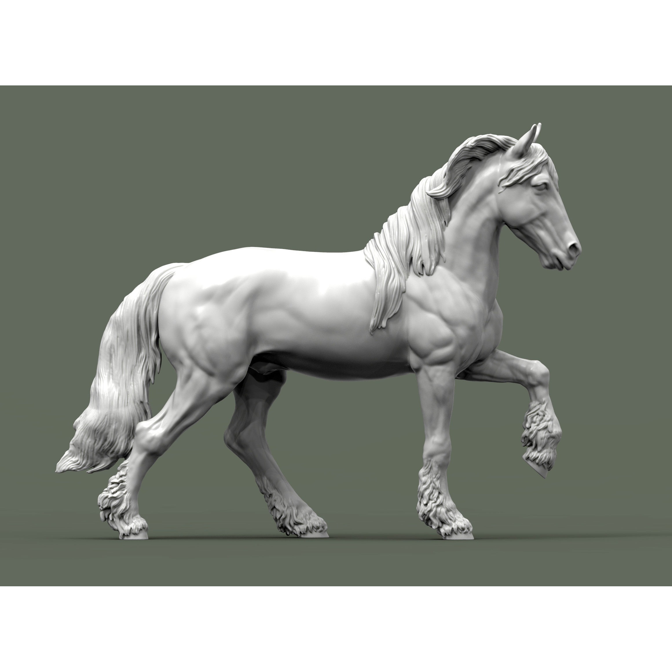 Friesian horse 3D print model 4
