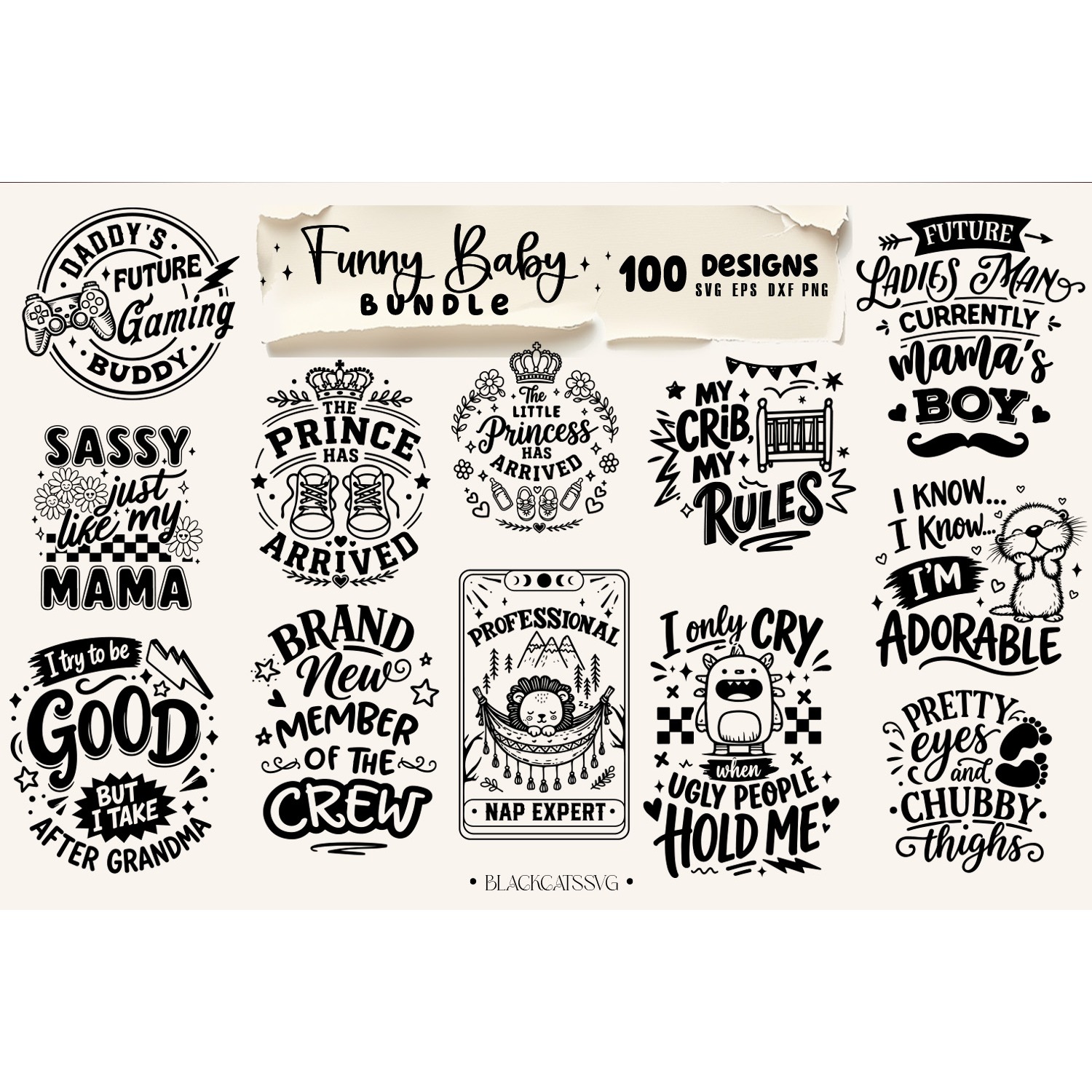 Funny baby Bundle 100 designs SVG, Funny baby svg 5