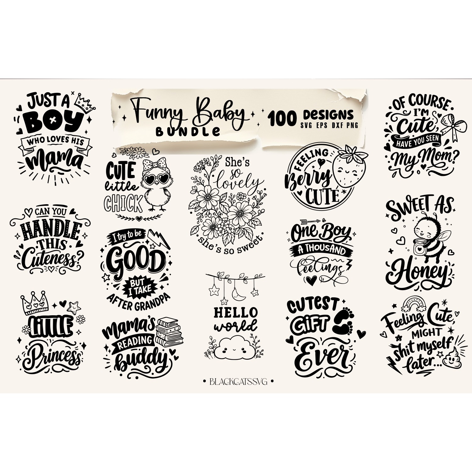 Funny baby Bundle 100 designs SVG, Funny baby svg 7