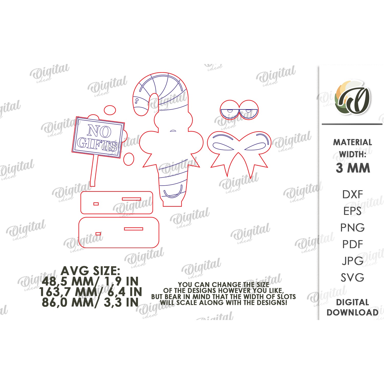 Funny Christmas Candy Cane Laser Cut. Stand Decor SVG 2