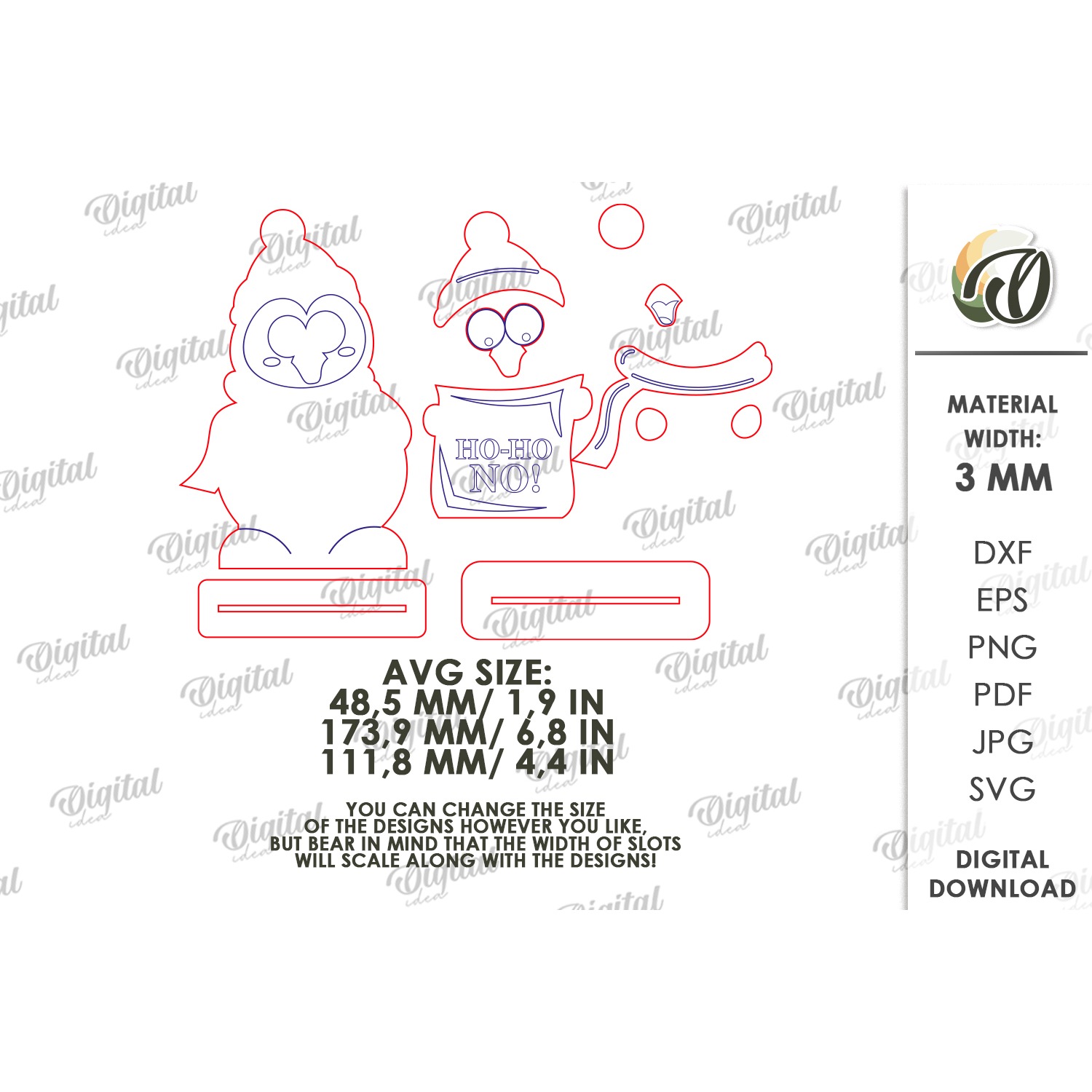 Funny Christmas Penguin Laser Cut. Christmas Stand Decor SVG 2