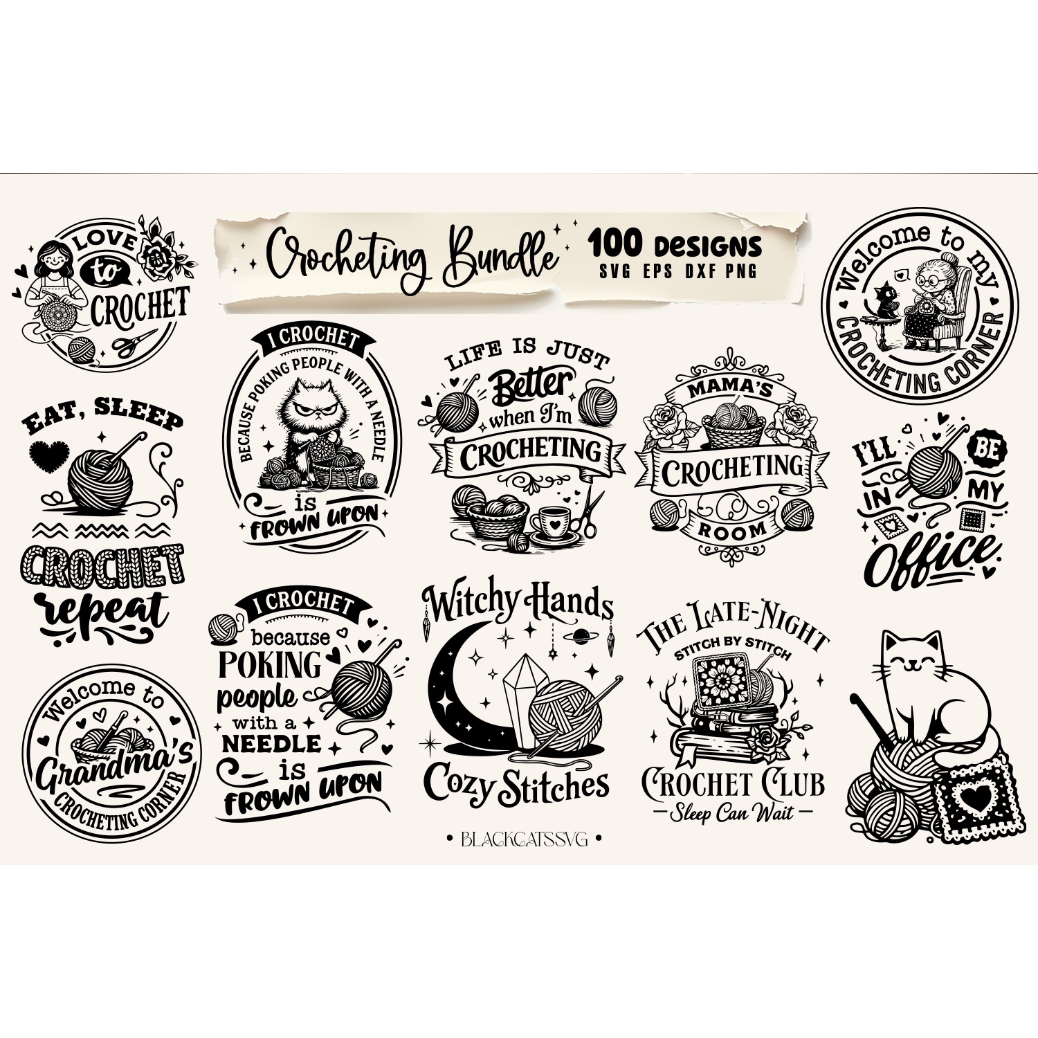Funny Crocheting SVG Bundle, Crochet Bundle 100 designs