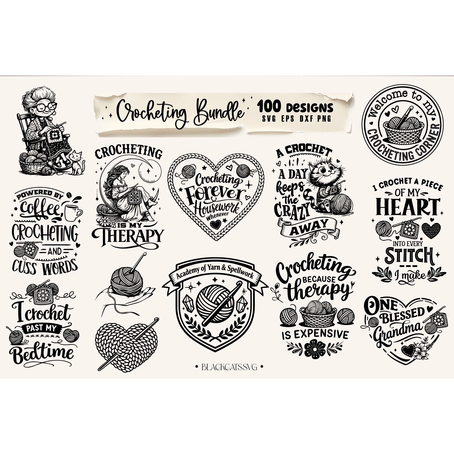 Funny Crocheting SVG Bundle, Crochet Bundle 100 designs 2