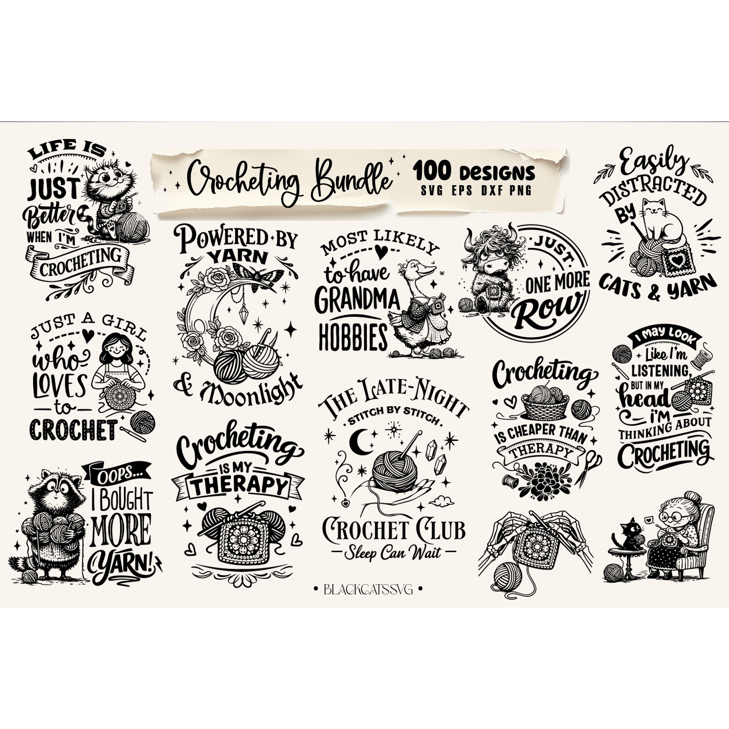 Funny Crocheting SVG Bundle, Crochet Bundle 100 designs 4