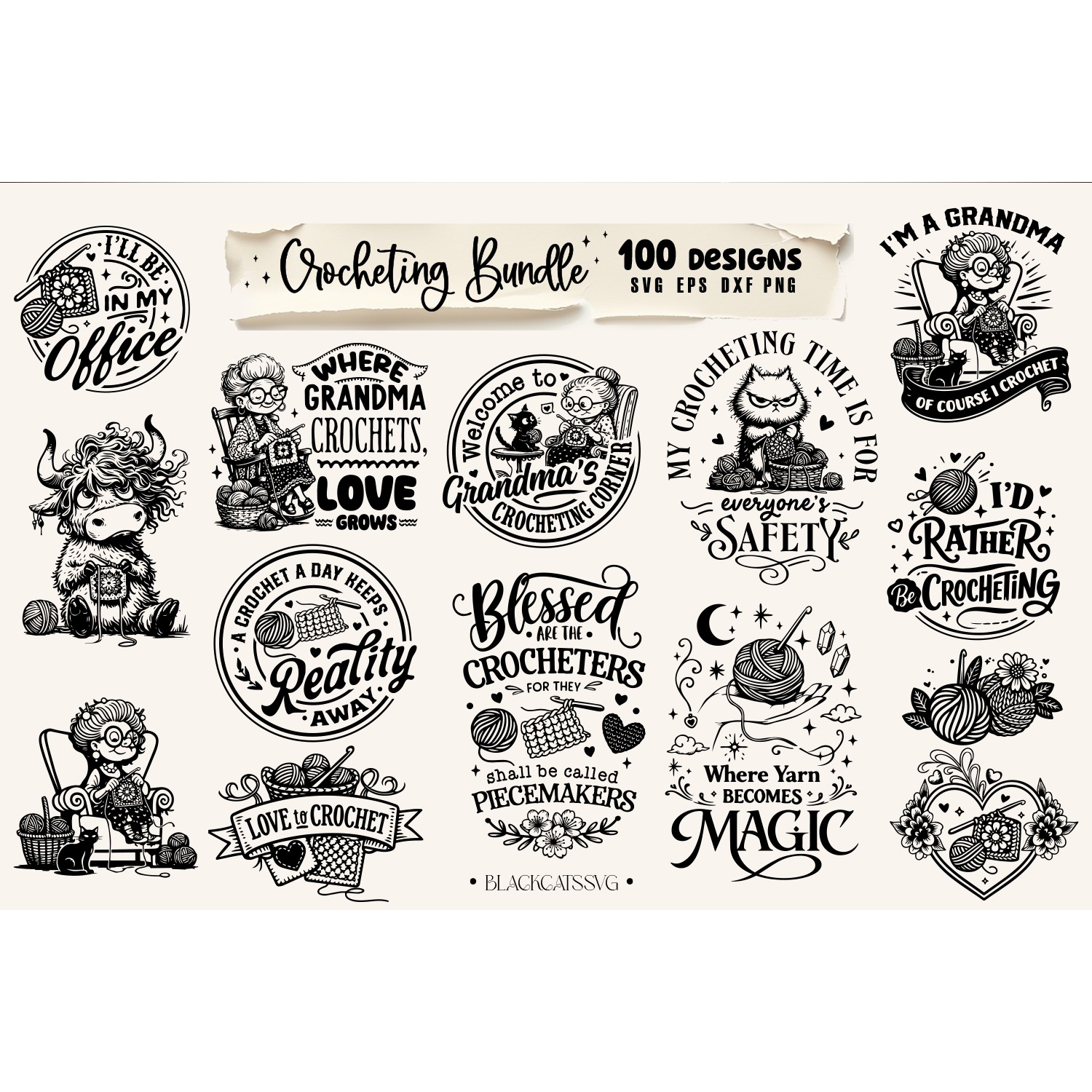 Funny Crocheting SVG Bundle, Crochet Bundle 100 designs 5