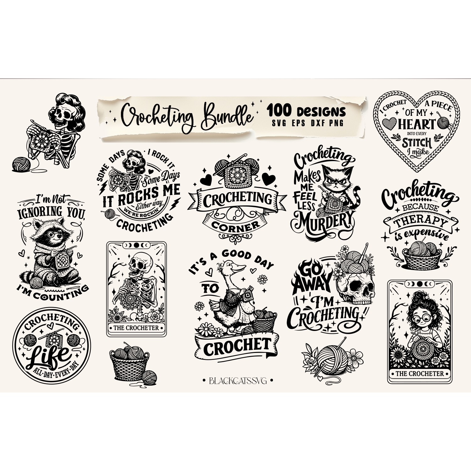 Funny Crocheting SVG Bundle, Crochet Bundle 100 designs 7