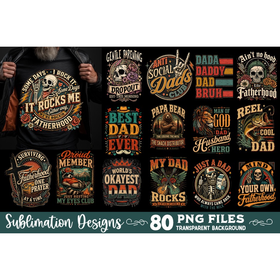 Funny Dad sublimation bundle 80 designs 2