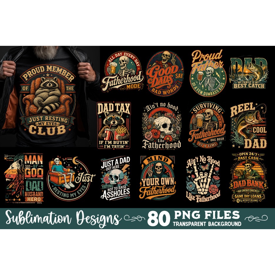 Funny Dad sublimation bundle 80 designs 6