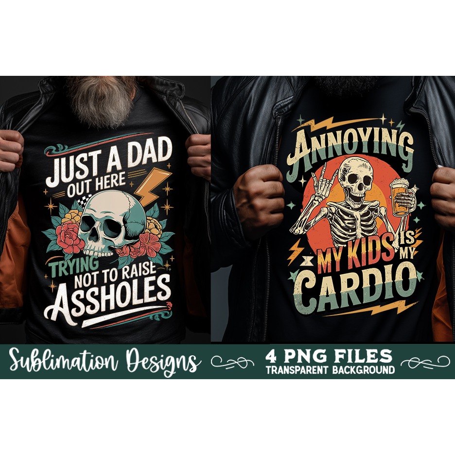 Funny Father's day PNG, DAD sublimation,Skeleton Vintage PNG 2