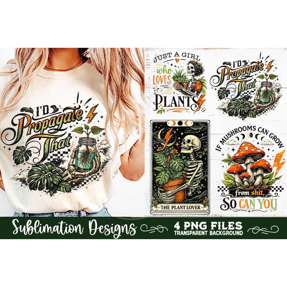 Funny gardening skulls sublimation bundle 40 designs PNG 11