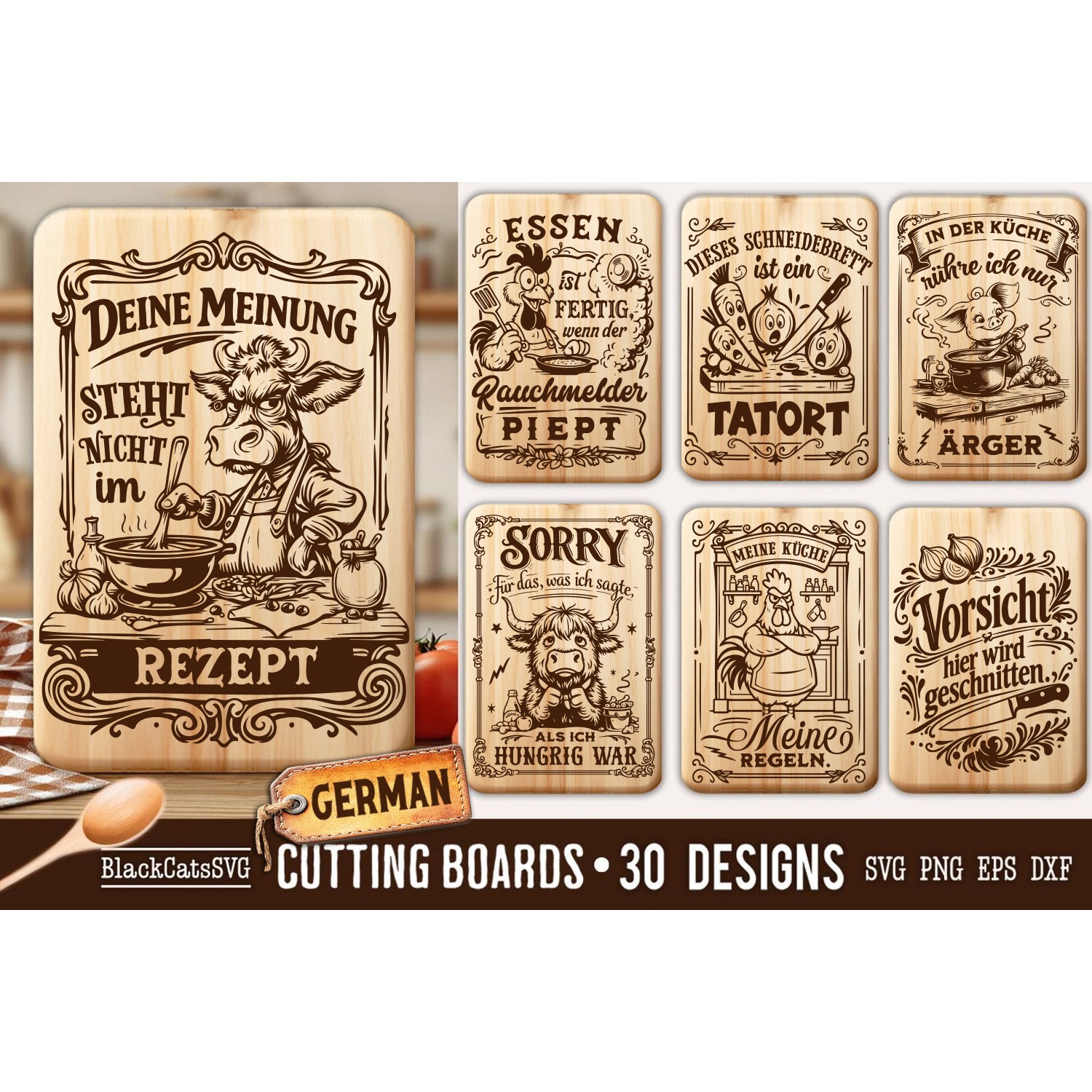Funny German Kitchen Cutting Board SVG Bundle 30 designs 2