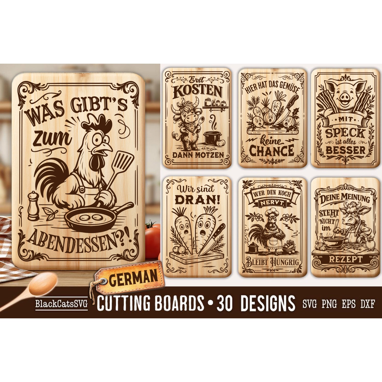 Funny German Kitchen Cutting Board SVG Bundle 30 designs 3