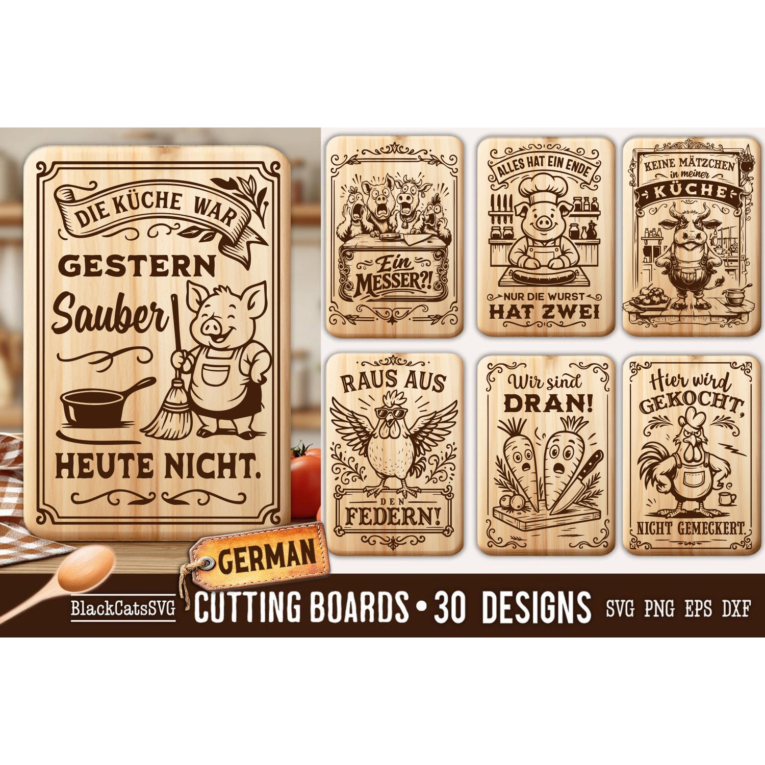 Funny German Kitchen Cutting Board SVG Bundle 30 designs 4