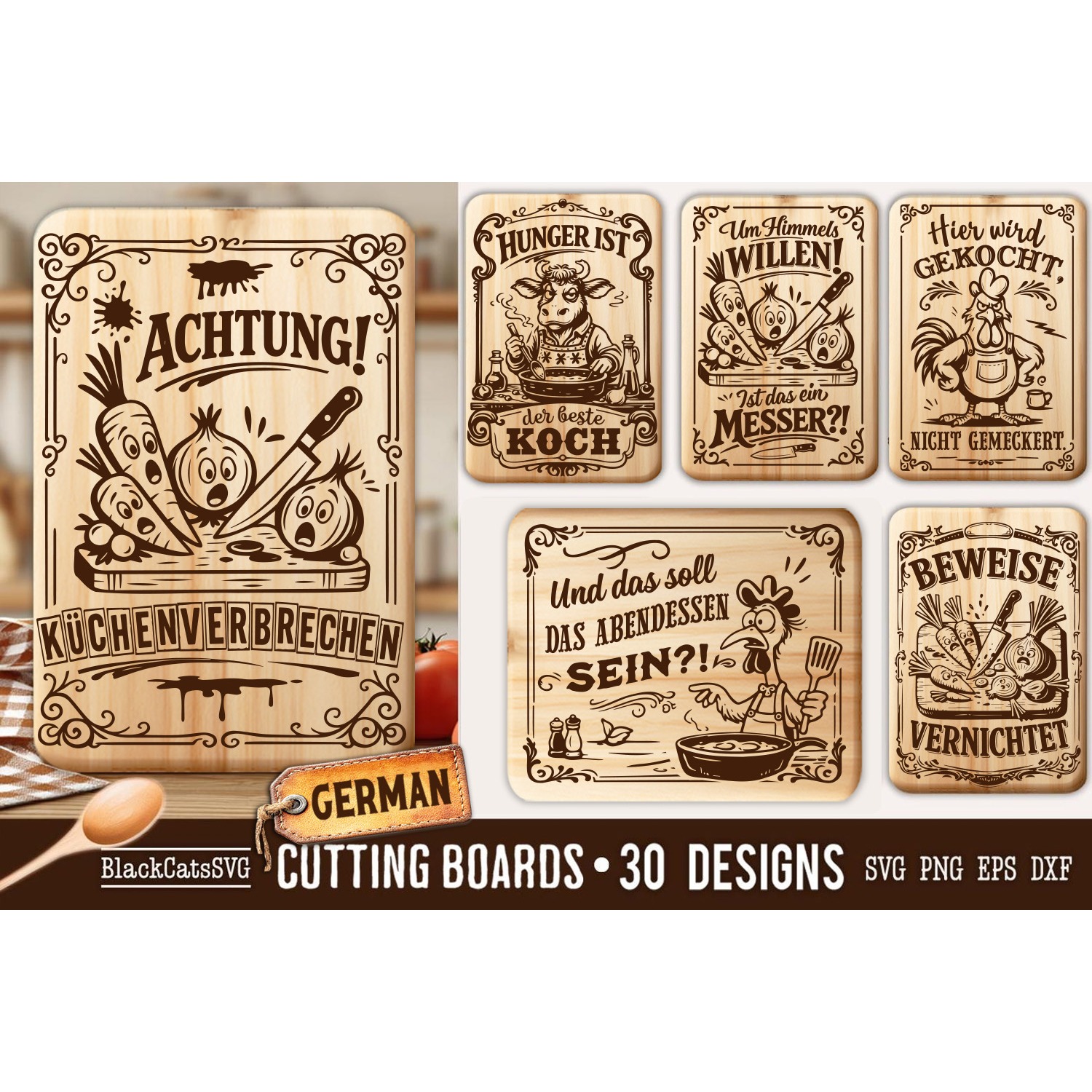 Funny German Kitchen Cutting Board SVG Bundle 30 designs 5