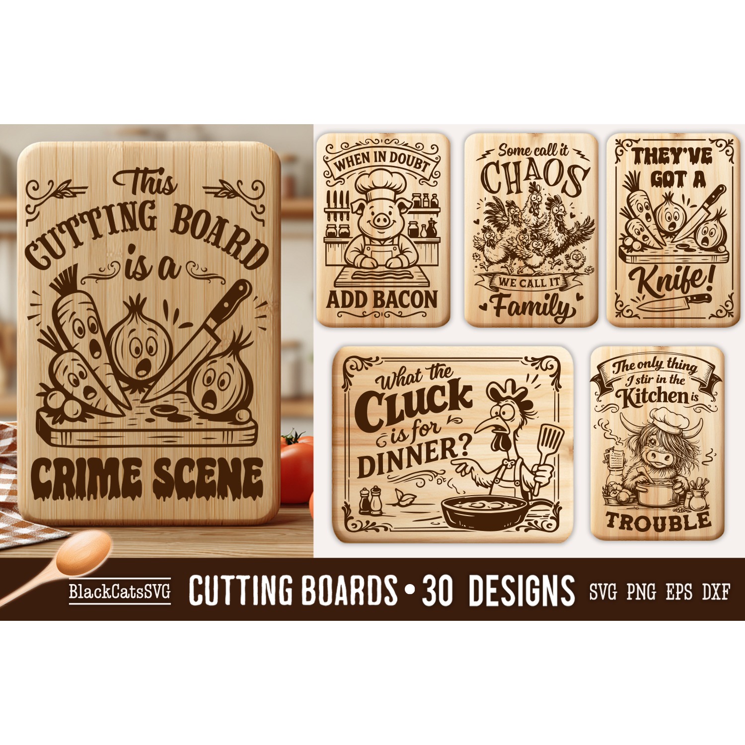 Funny Kitchen Cutting Board SVG Bundle 30 designs 2