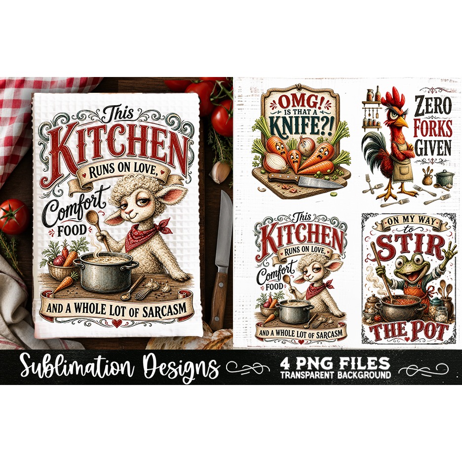 Funny Kitchen Towel 4 PNG Retro PNG Sublimation 2