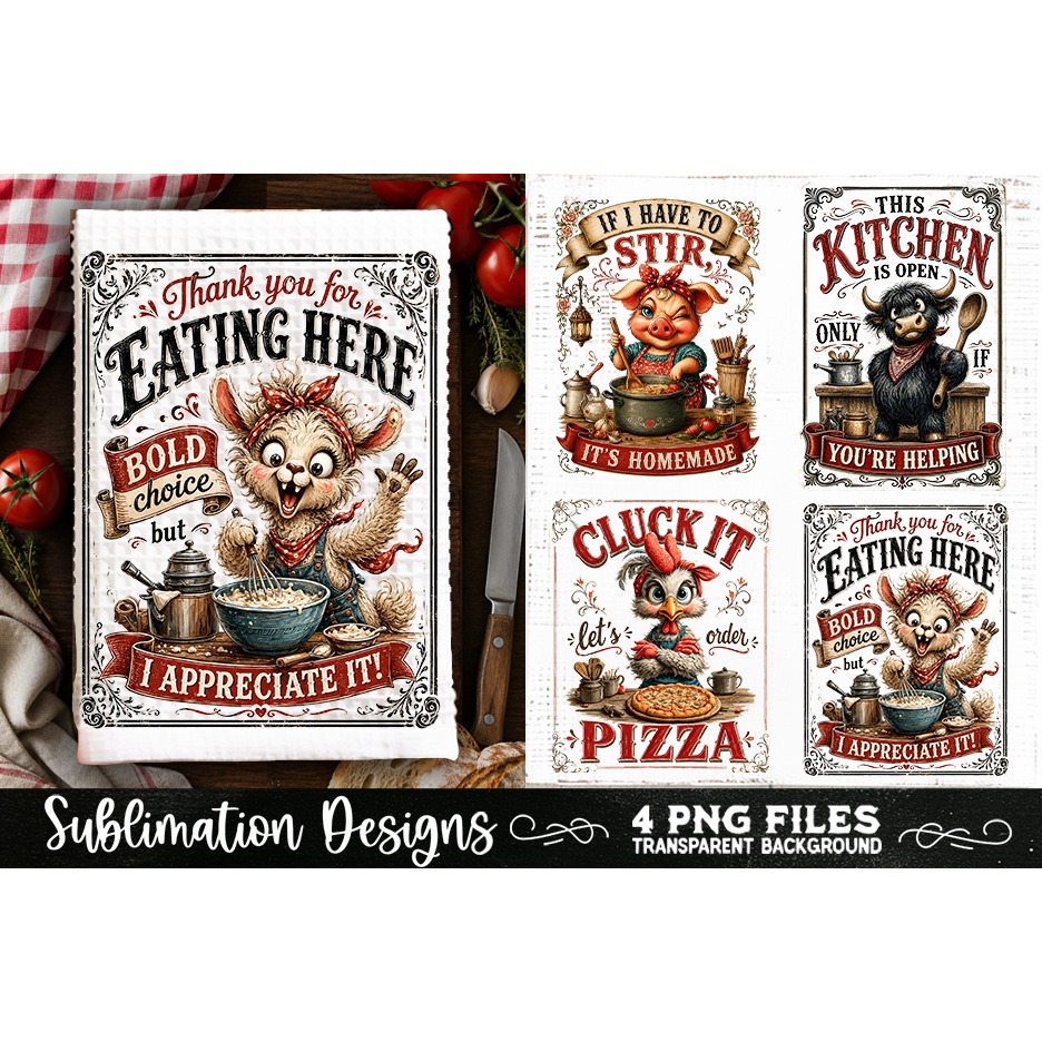 Funny Kitchen Towel 4 PNG Retro PNG Sublimation (10)