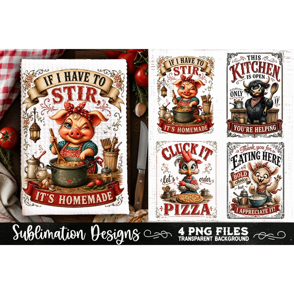 Funny Kitchen Towel 4 PNG Retro PNG Sublimation (10) 3