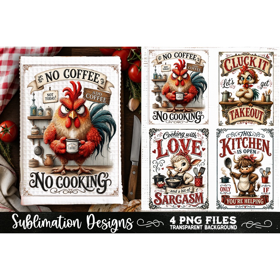 Funny Kitchen Towel 4 PNG Retro PNG Sublimation (12)