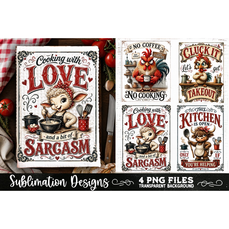 Funny Kitchen Towel 4 PNG Retro PNG Sublimation (12) 2