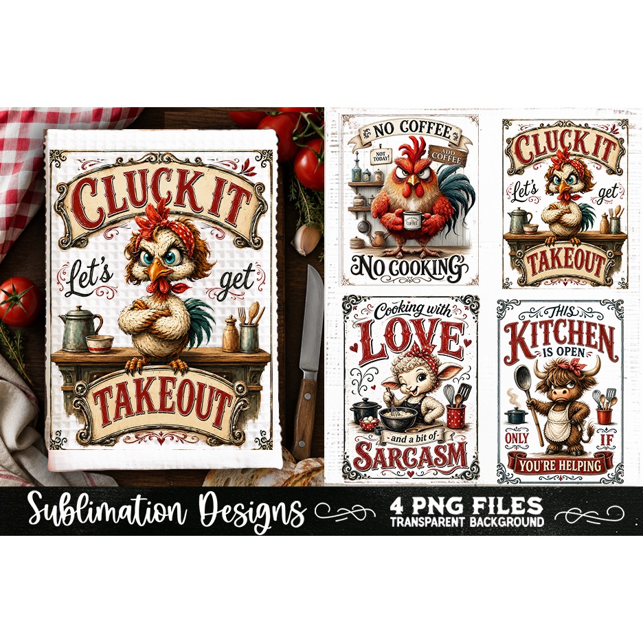 Funny Kitchen Towel 4 PNG Retro PNG Sublimation (12) 4