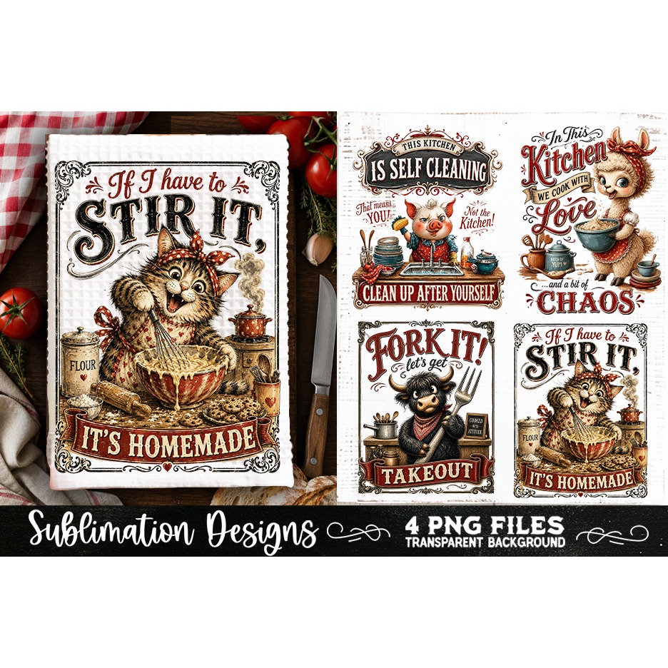 Funny Kitchen Towel 4 PNG Retro PNG Sublimation (13)