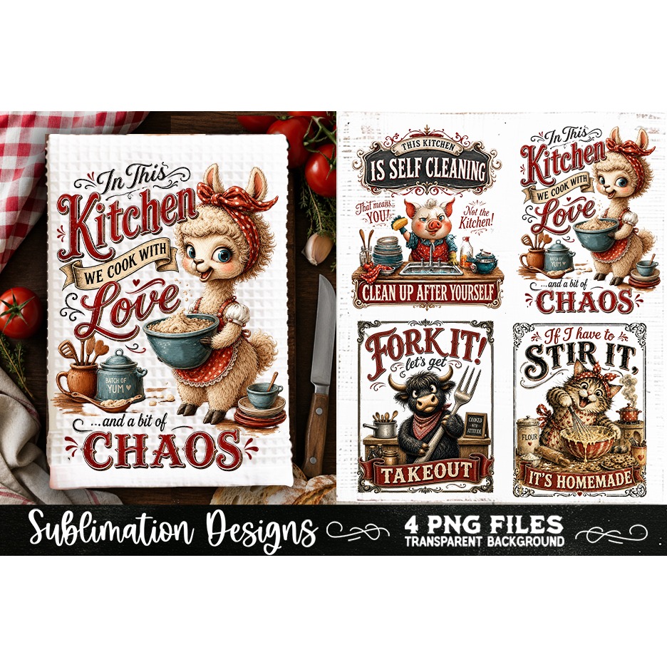 Funny Kitchen Towel 4 PNG Retro PNG Sublimation (13) 4