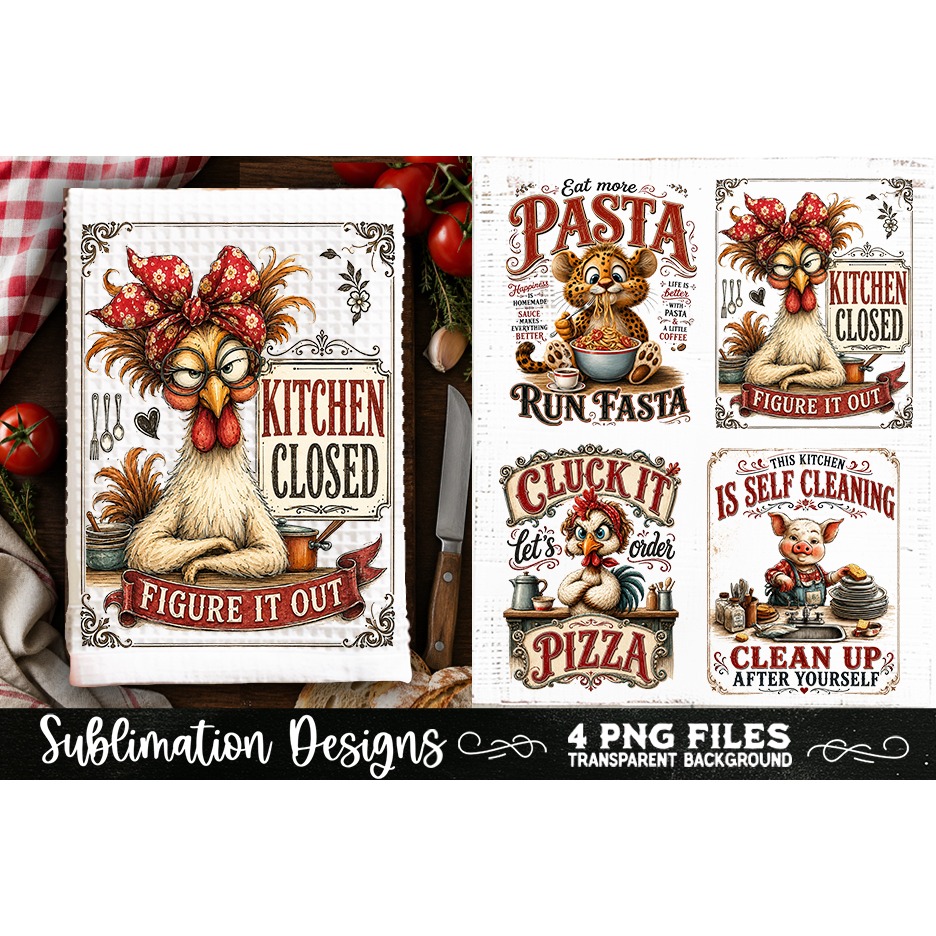 Funny Kitchen Towel 4 PNG Retro PNG Sublimation (15)