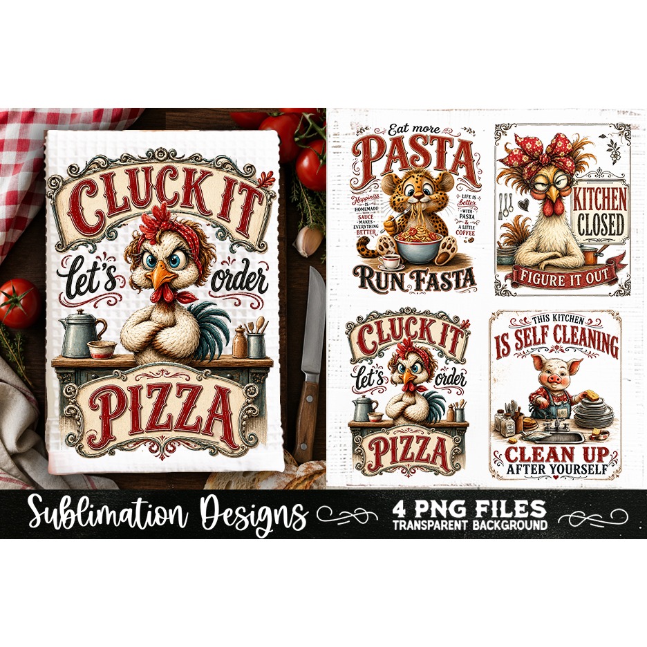 Funny Kitchen Towel 4 PNG Retro PNG Sublimation (15) 3