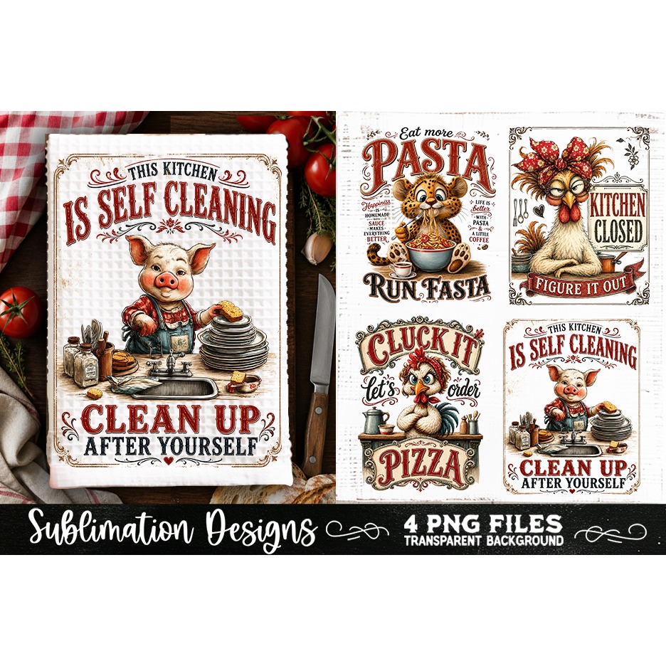 Funny Kitchen Towel 4 PNG Retro PNG Sublimation (15) 4