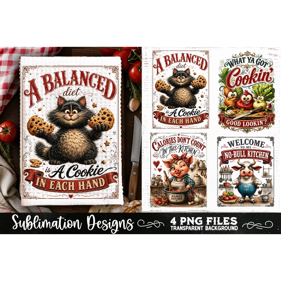Funny Kitchen Towel 4 PNG Retro PNG Sublimation (16) 2