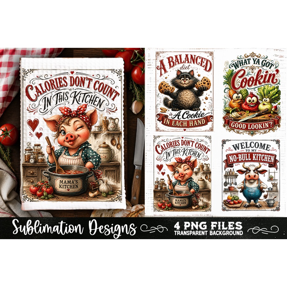 Funny Kitchen Towel 4 PNG Retro PNG Sublimation (16) 3