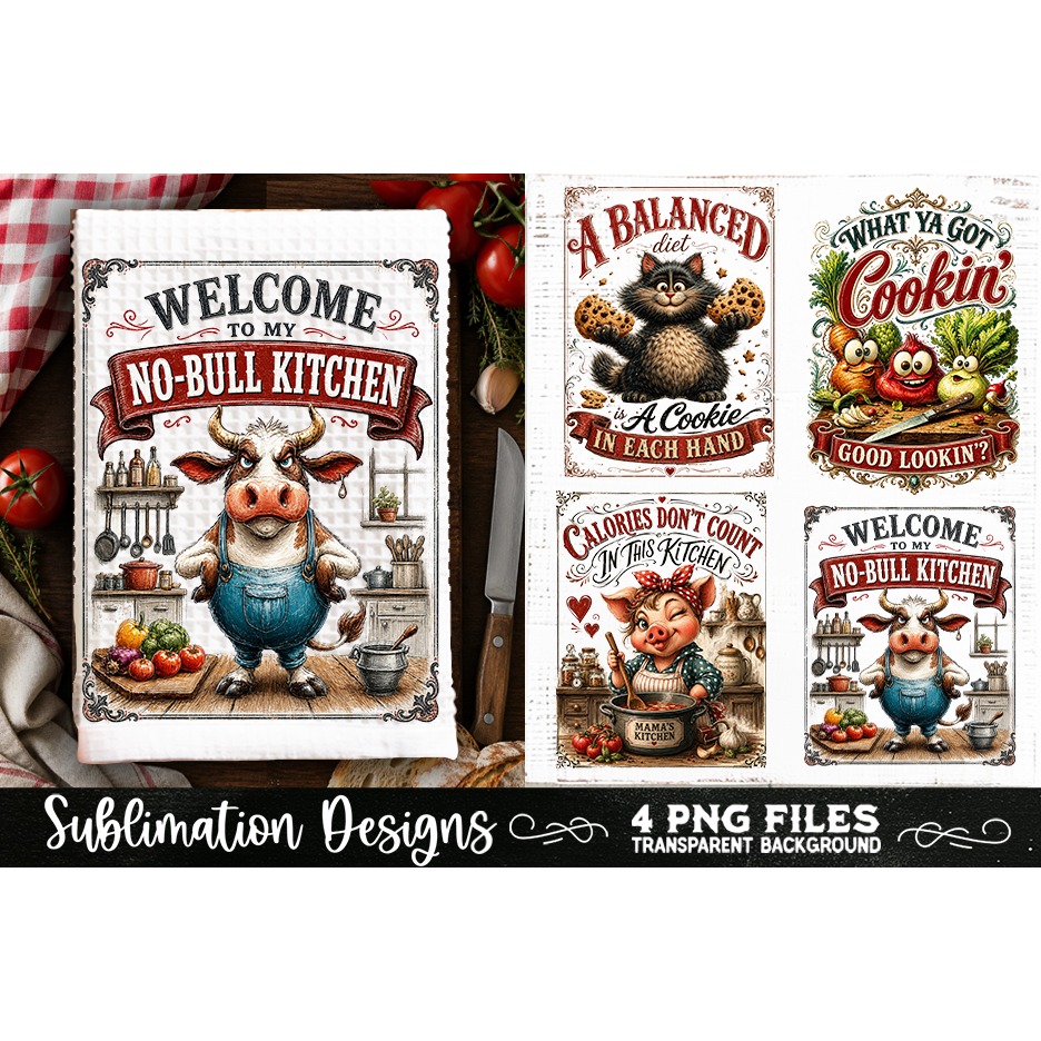 Funny Kitchen Towel 4 PNG Retro PNG Sublimation (16) 4