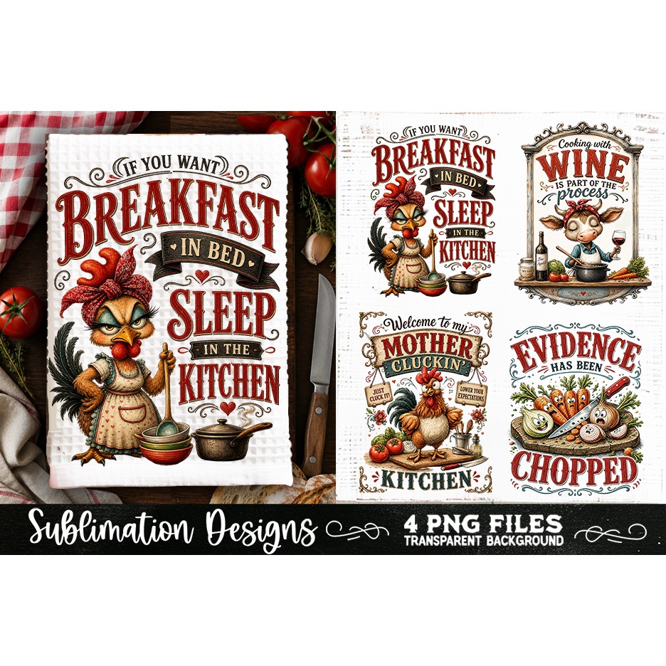 Funny Kitchen Towel 4 PNG Retro PNG Sublimation (17)