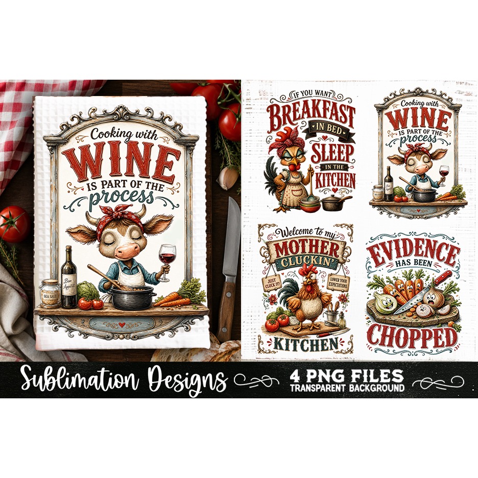 Funny Kitchen Towel 4 PNG Retro PNG Sublimation (17) 2