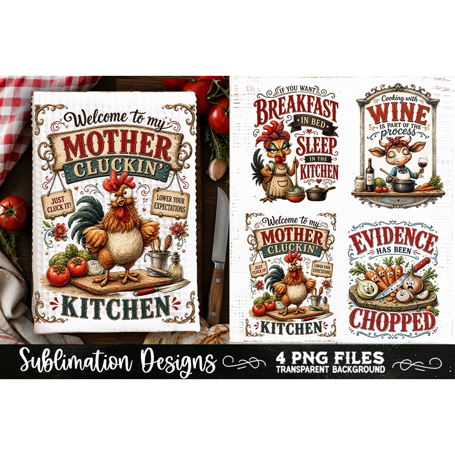 Funny Kitchen Towel 4 PNG Retro PNG Sublimation (17) 3