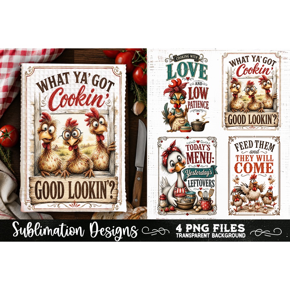 Funny Kitchen Towel 4 PNG Retro PNG Sublimation (18)