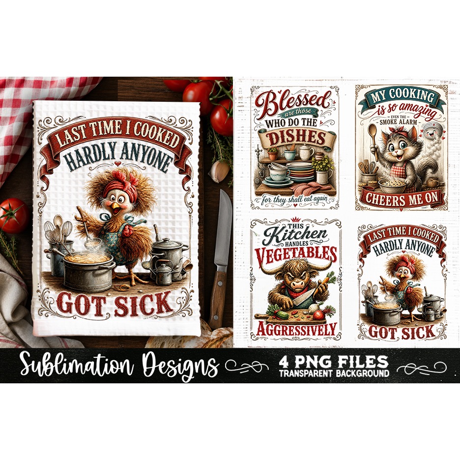 Funny Kitchen Towel 4 PNG Retro PNG Sublimation (19)